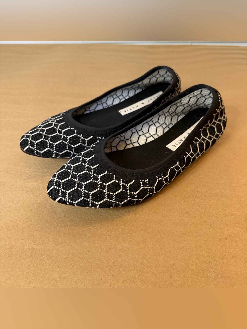 Kelly & Katie Black and White Honeycomb Knit Ballet Flats